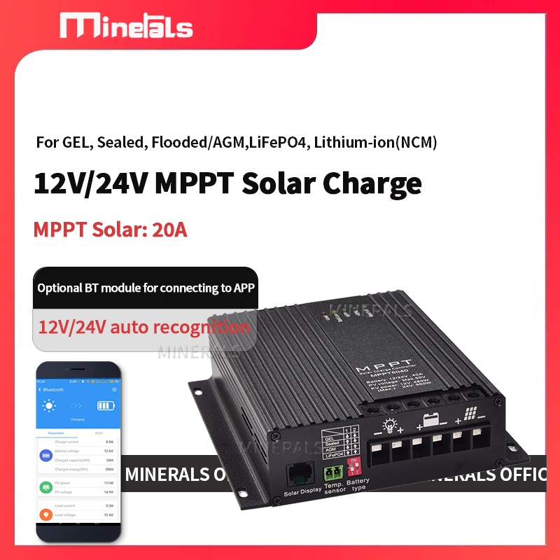 Charge Controller Solar - 20A MPPT-controller 12V/24V batterijlader zonne-laadcontroller uitgang